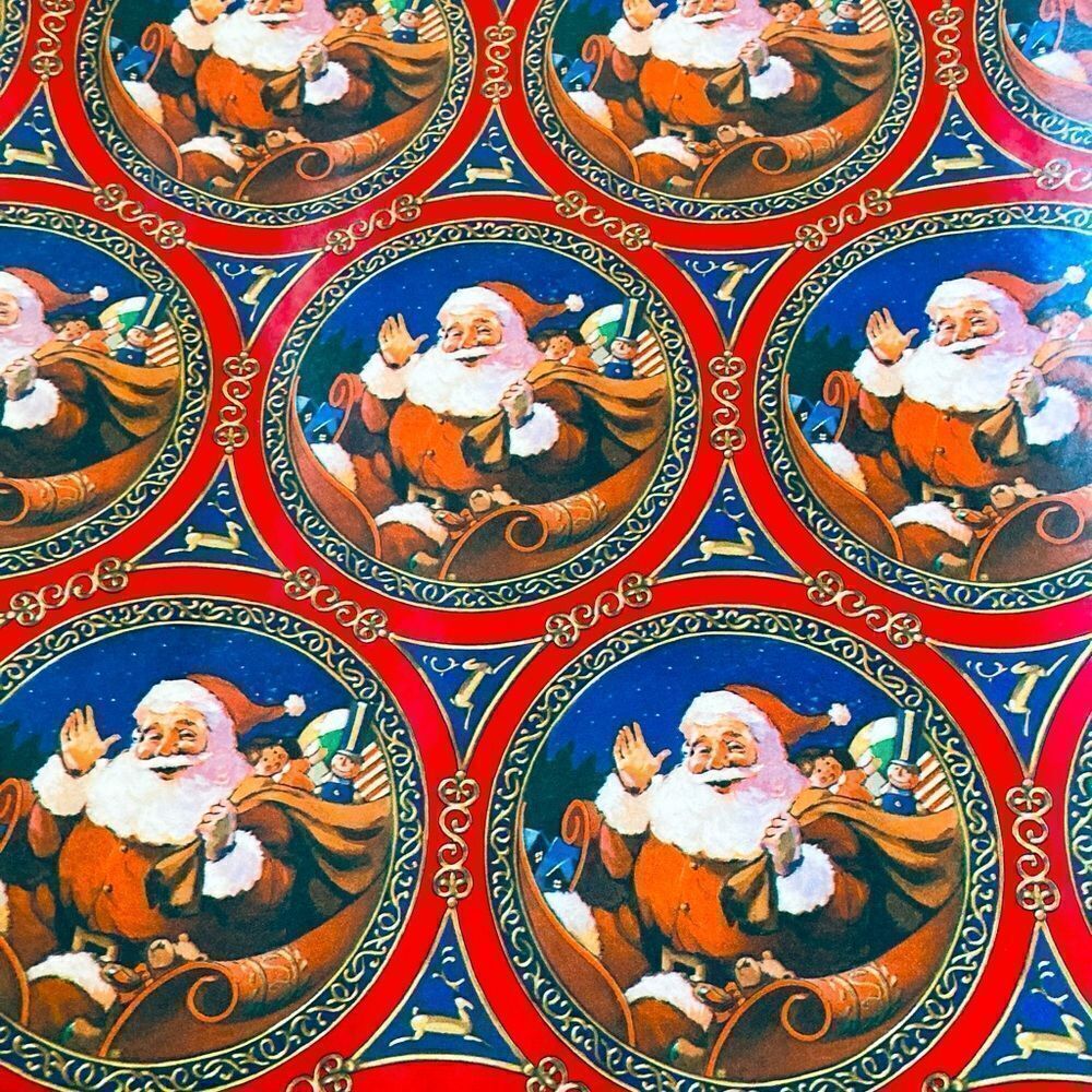 Vintage Christmas Santa Claus Gift Wrapping Paper Lot